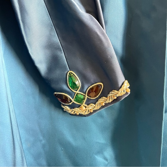 Vintage Handmade Embellished Cloak Coat Royal Blue - Picture 9 of 16